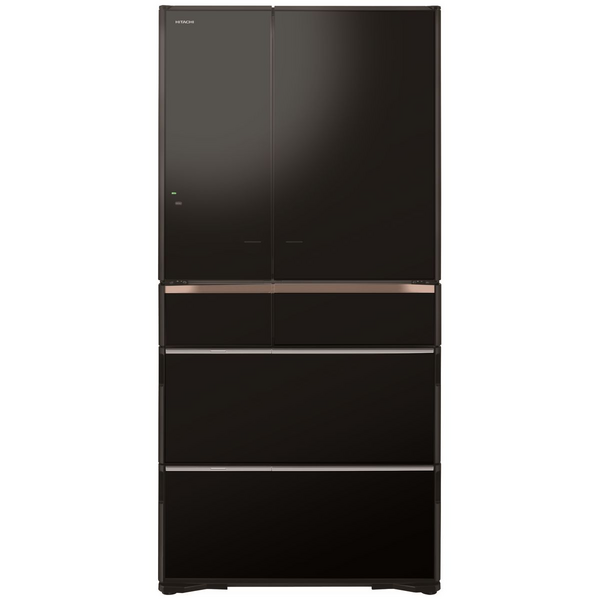 Hitachi 735L Multi Drawer French Door Refrigerator Crystal Black Glass RZX740RAXK