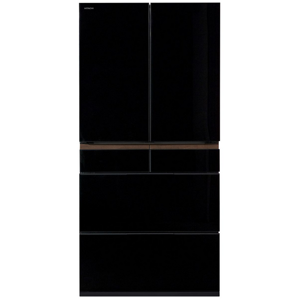Hitachi 670L Multi Drawer French Door Refrigerator Crystal Black Glass R-GW670TAXK