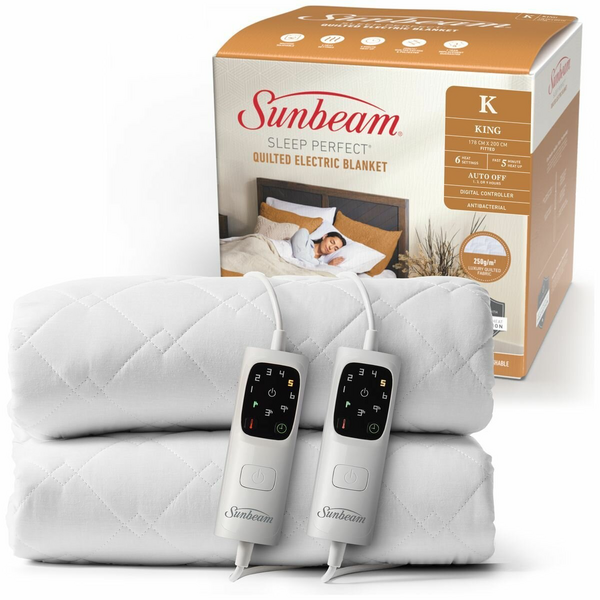 Sunbeam Sleep Perfect Quilted Anti Bacterial King Electric Blanket BLQ6471