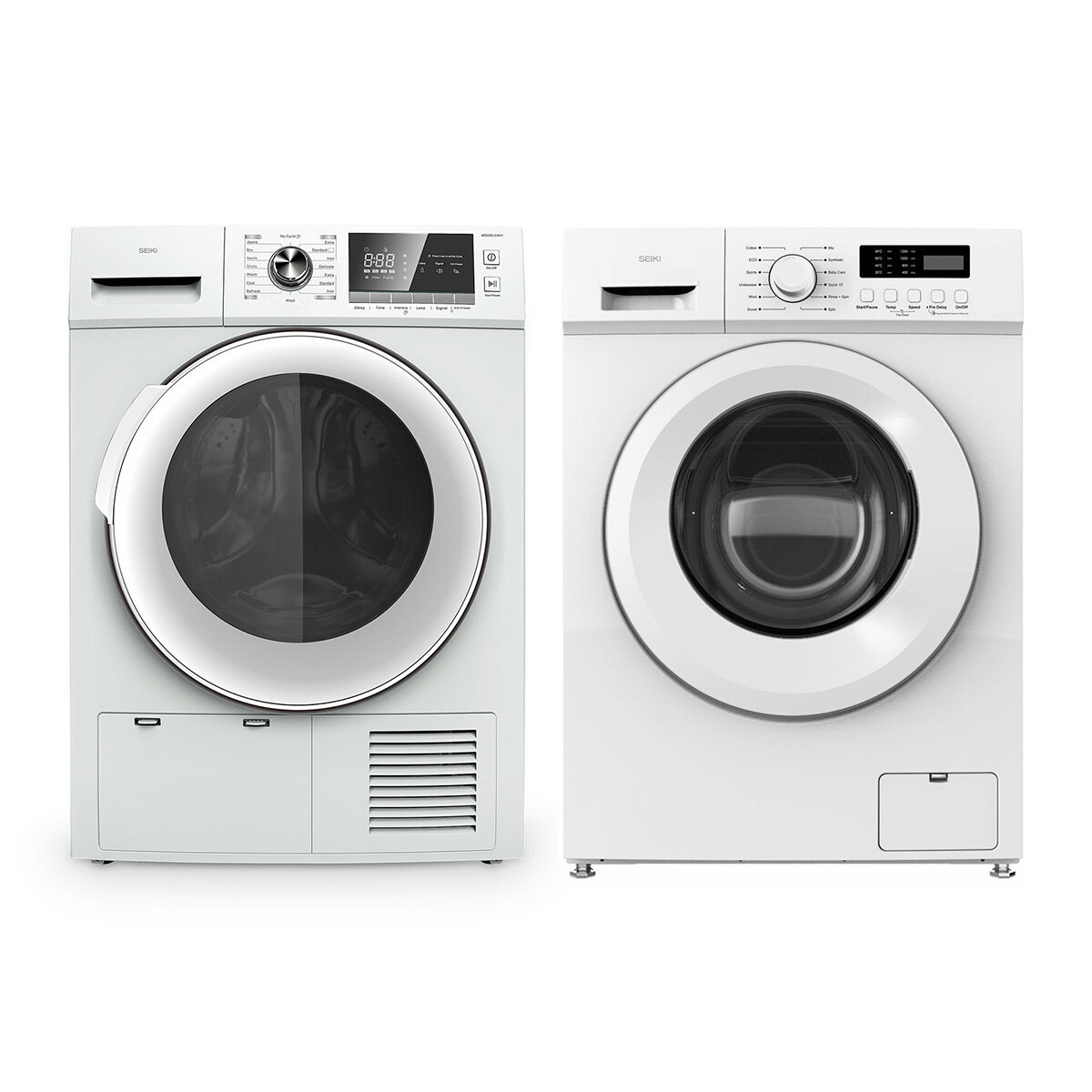 Seiki 8KG Front Load Washing Machine & 7kg Heat Pump Dryer Laundry Bundle SLAUNDRYBUNDLENZ