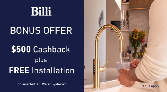 Billi Bonus $500 Cashback offer plus Free Installation  